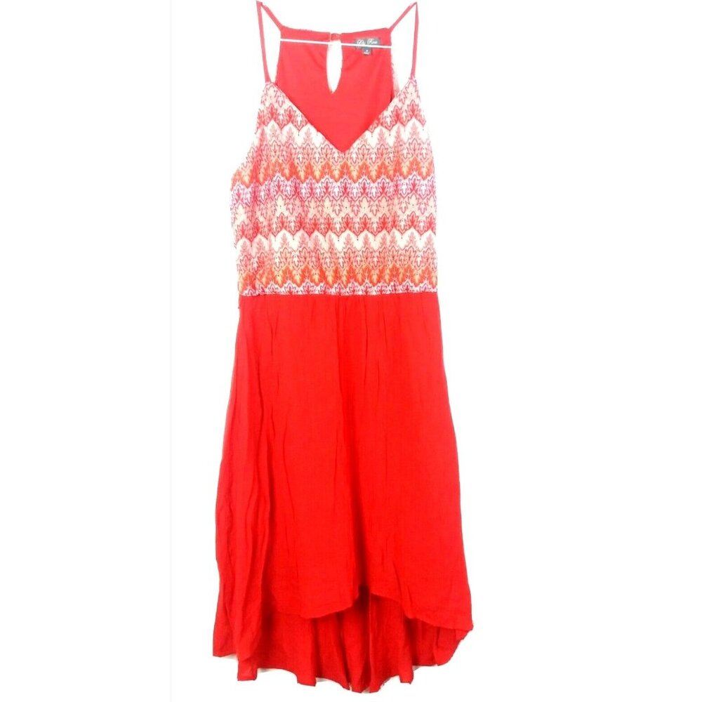 Lily Rose Red Sleeveless Dress Sz Medium Hi Lo Lining Bright Beach Resort Casual